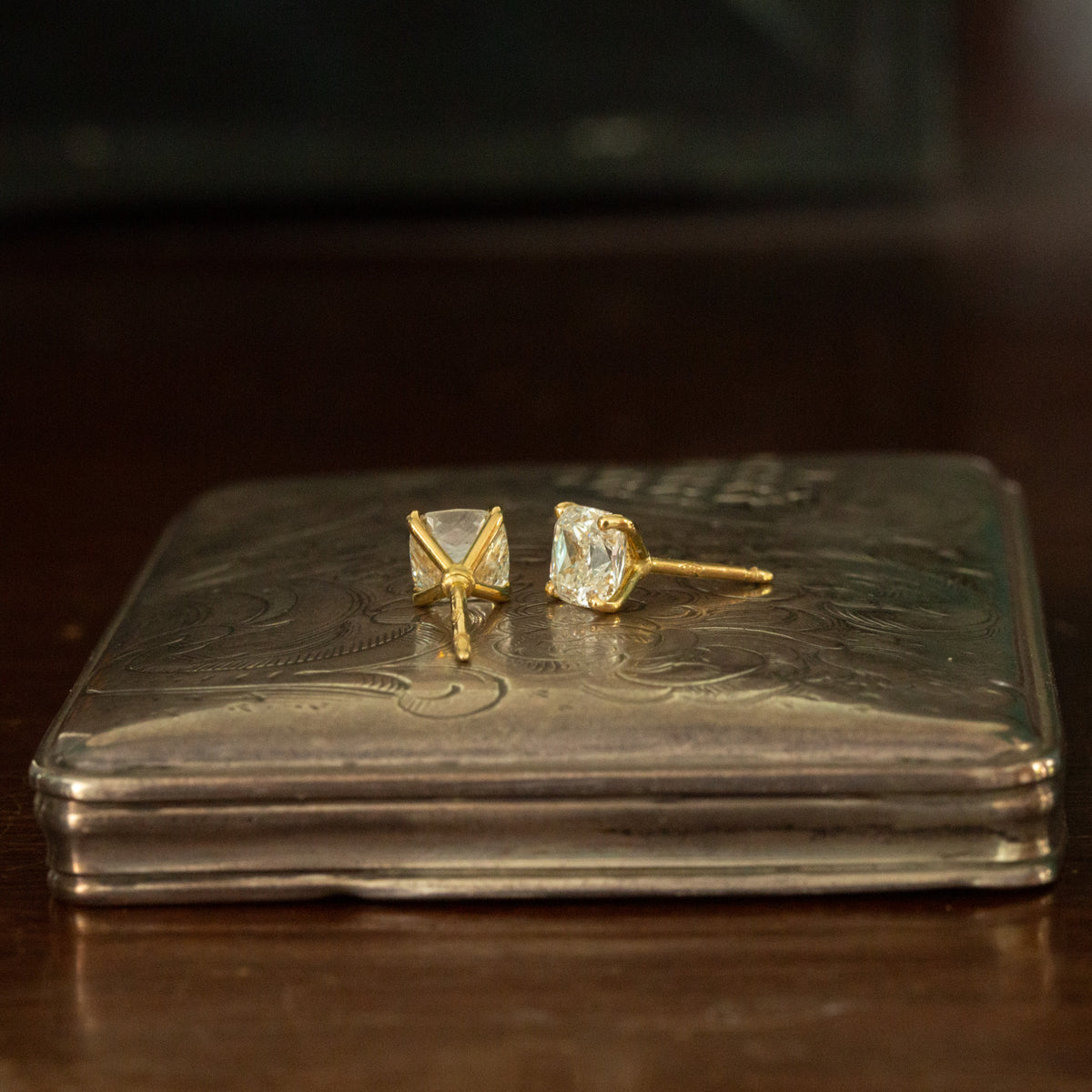 Cushion Cut Diamond Stud Earrings