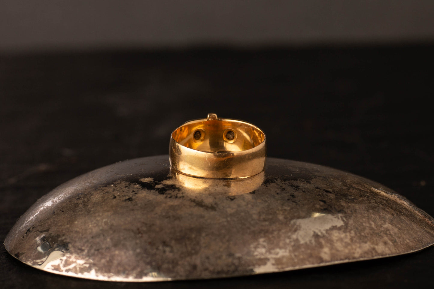 Antique 18ct Yellow Gold Diamond Set Buckle Ring — view 4