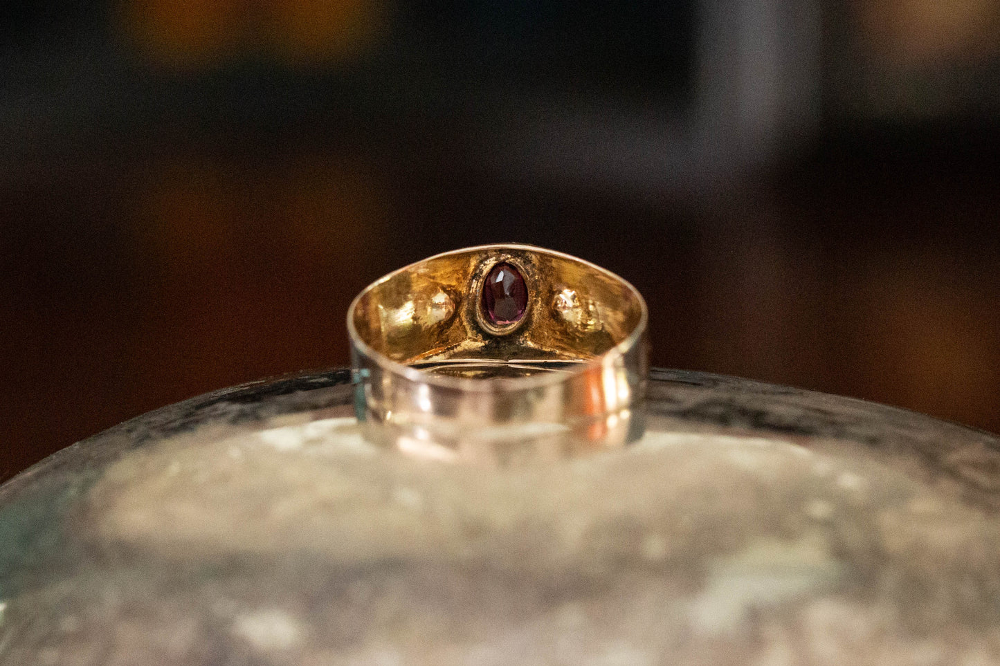 Garnet and Seed Pearl Set Band — view 4