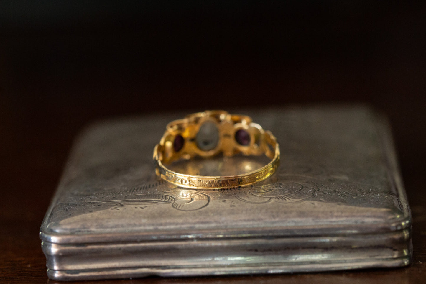 Antique Aquamarine, Tourmaline and Garnet Dress Ring