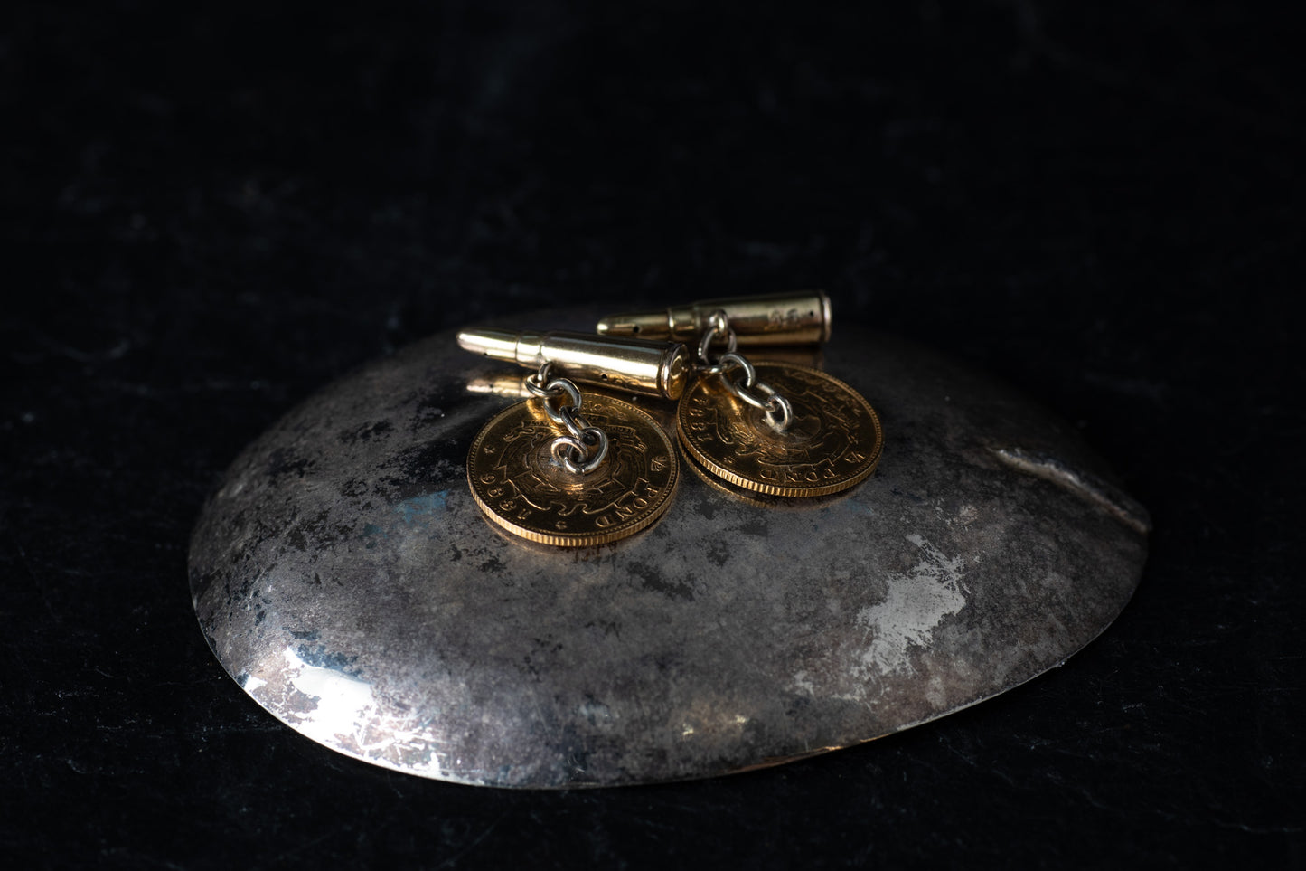 Half Pound Coin and Gold Bullet Cufflinks — view 2