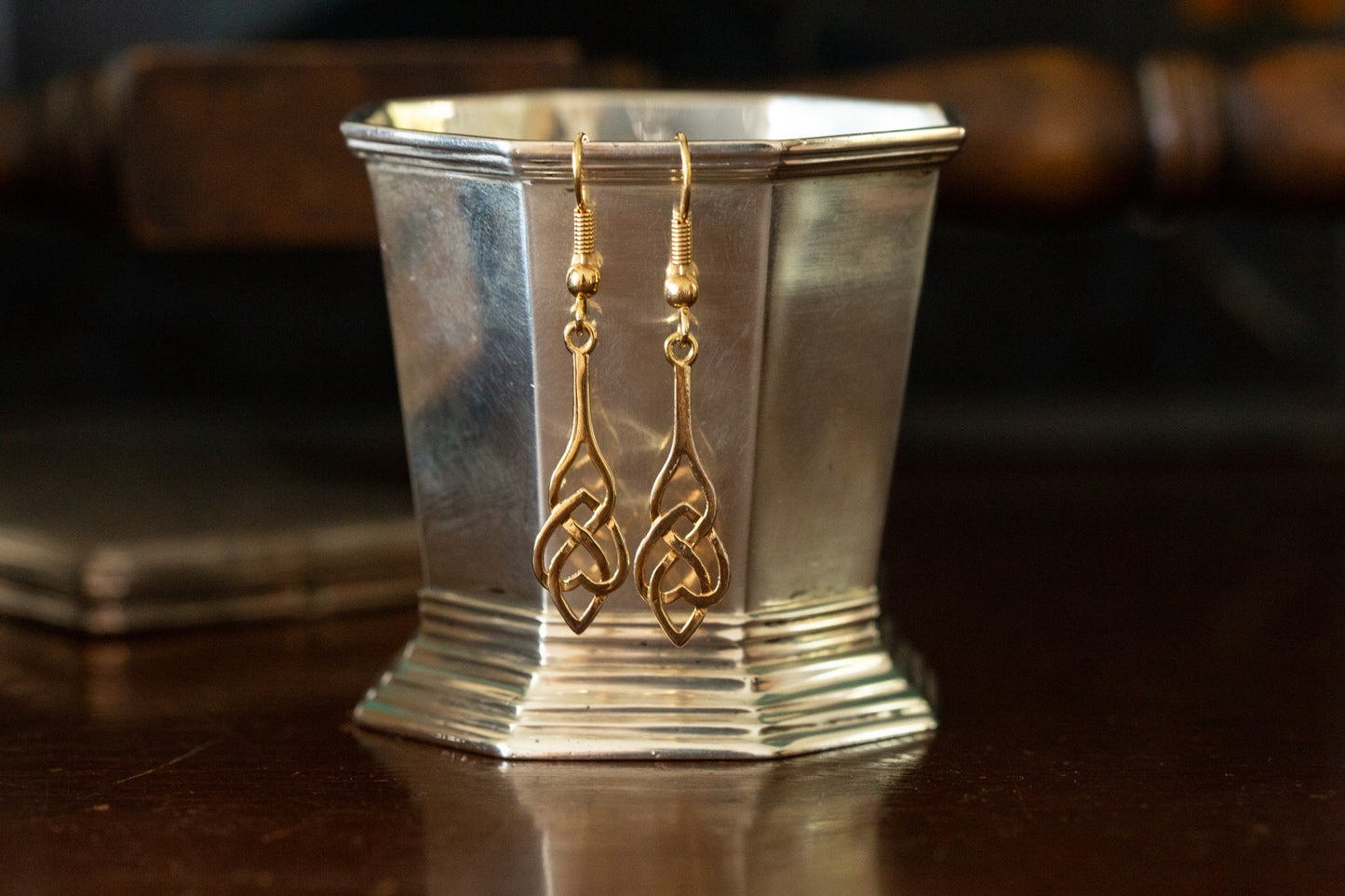 Gold Lattice Drop Earrings