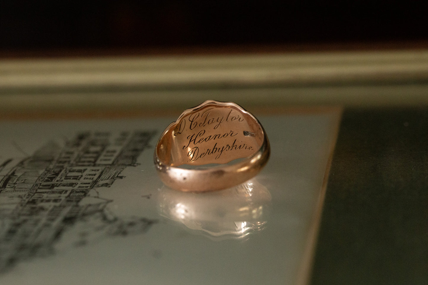 Rose Gold Shield Head Signet Ring
