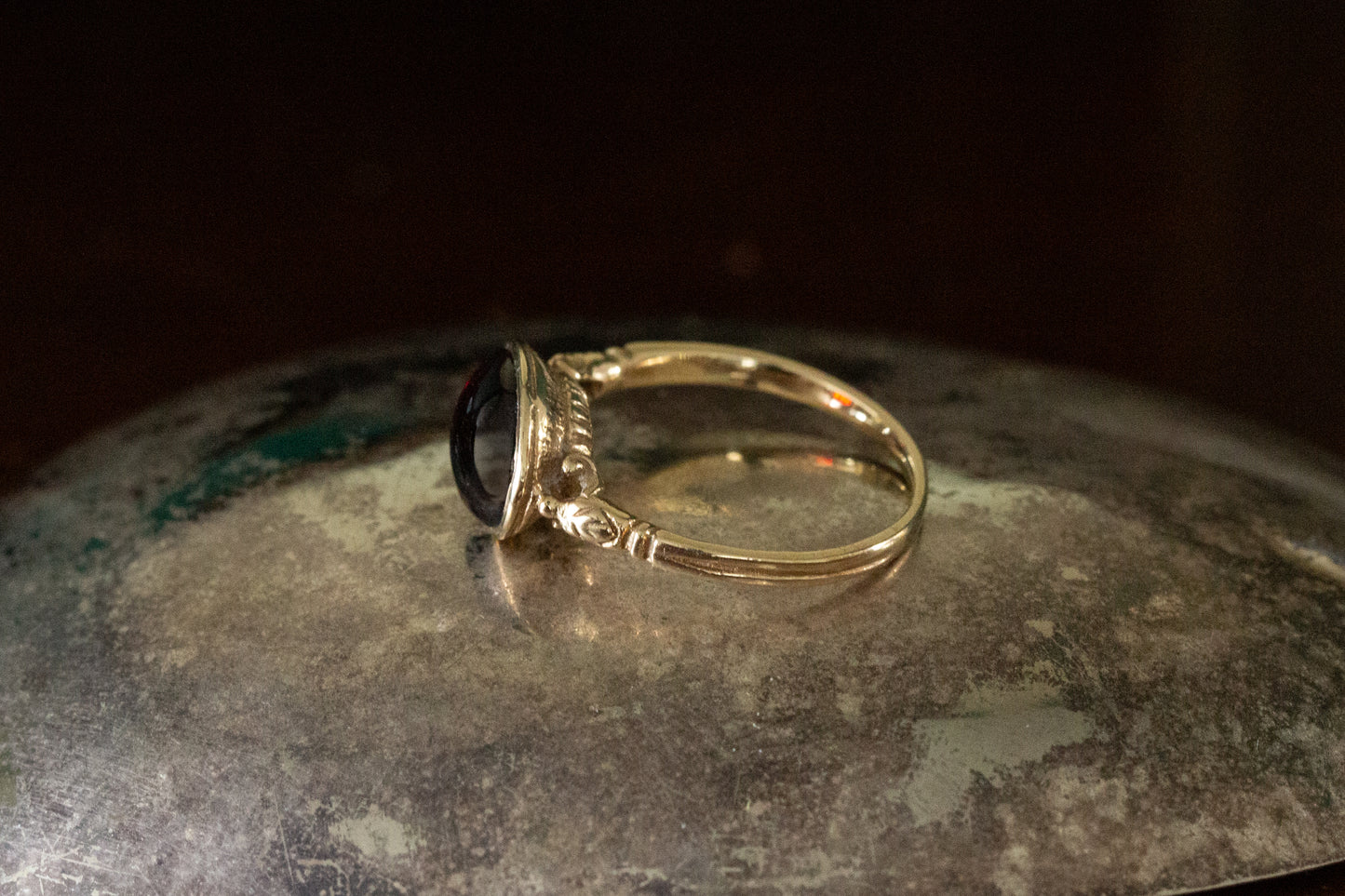 Cabochon Garnet Solitaire Ring — view 7