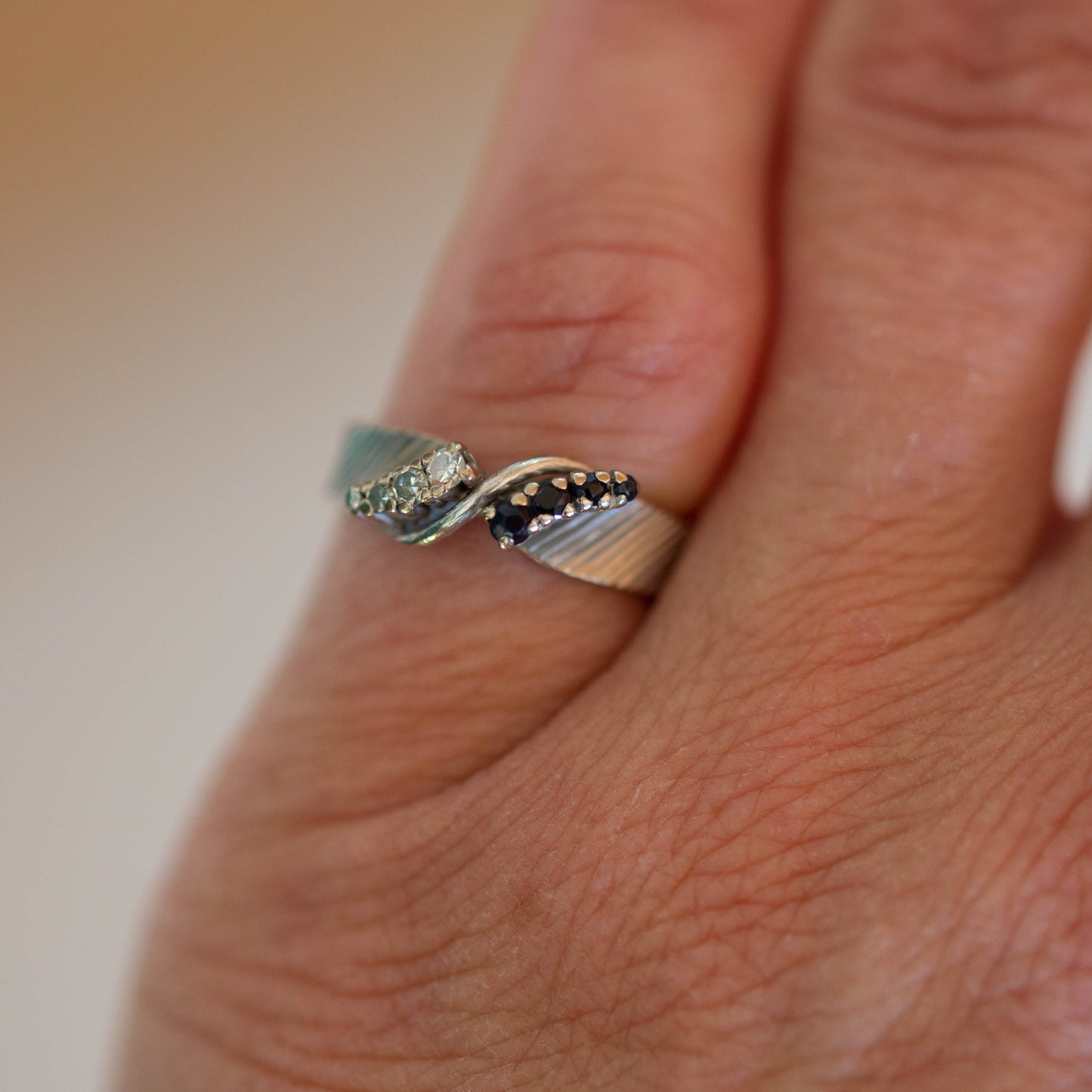 Sapphire and Diamond Twist Ring — view 6