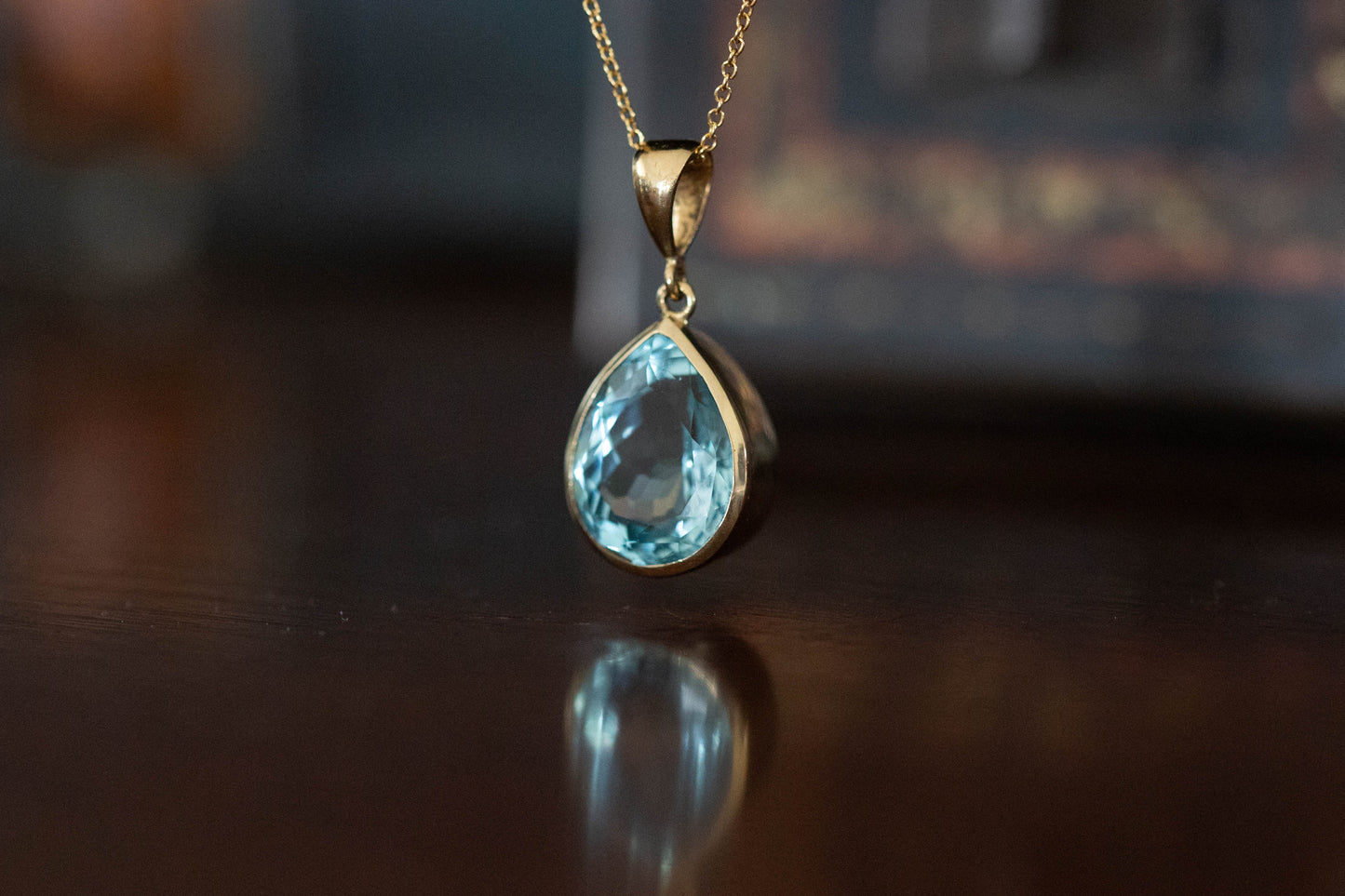 Large Teardrop Aquamarine Pendant — view 6