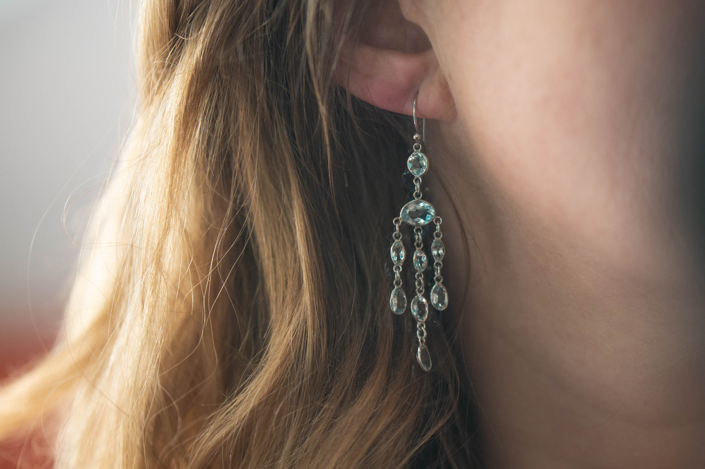 Aquamarine Chandelier Earrings ā view 3
