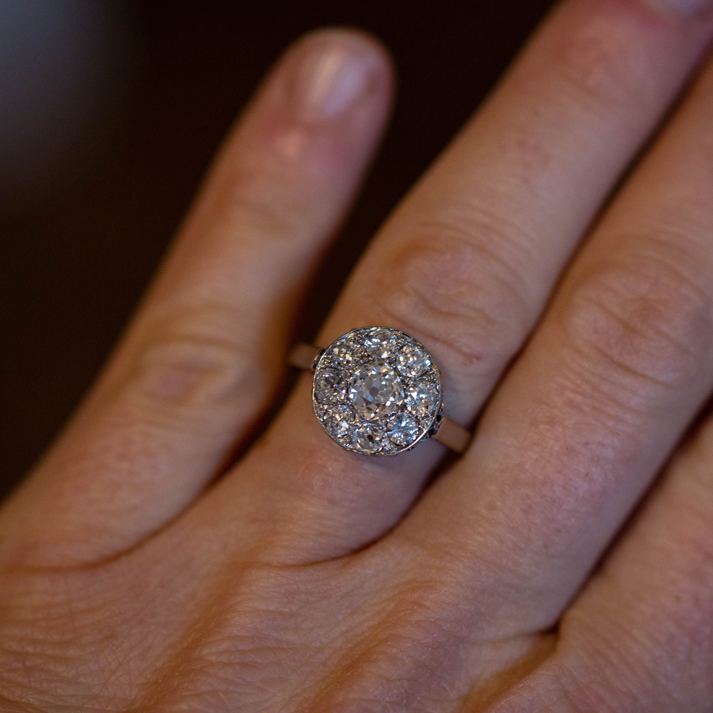 Old Cut Diamond Cluster Ring — view 5