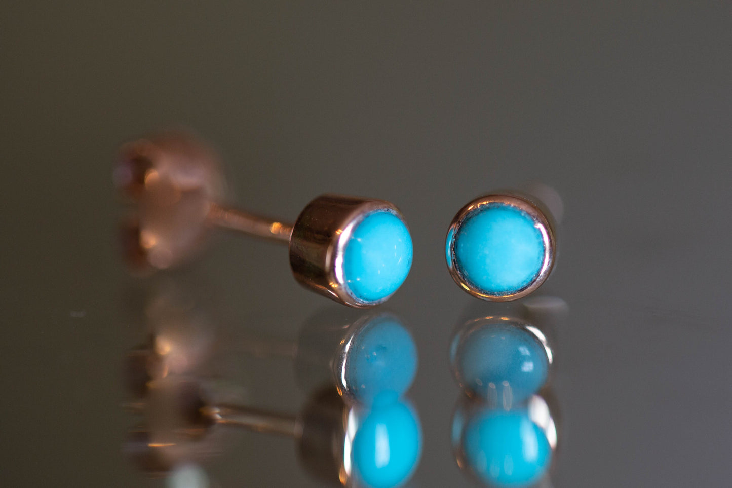 Rose Gold Turquoise Stud Earrings