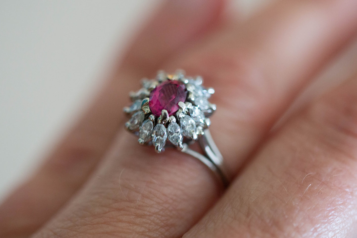 Pink Spinel and Diamond Cluster — view 5