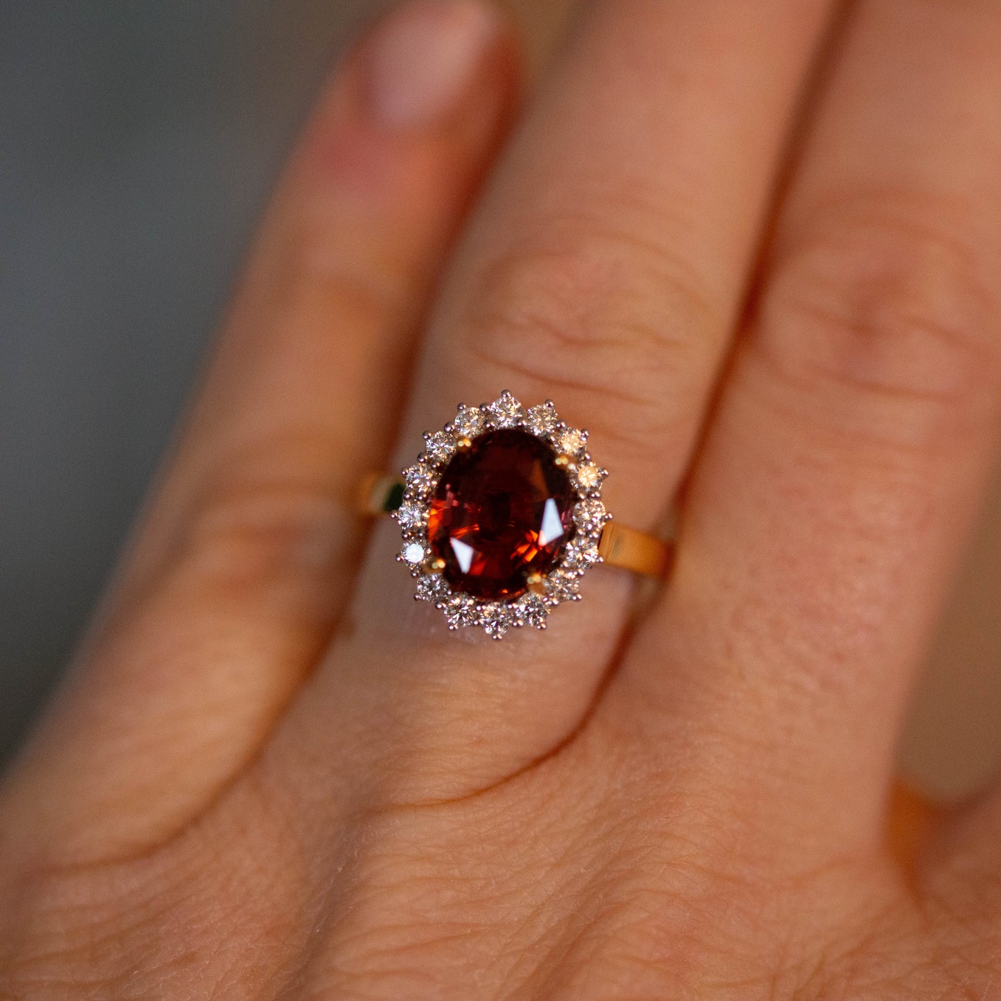 Pink Tourmaline and Diamond Cluster Ring â view 6