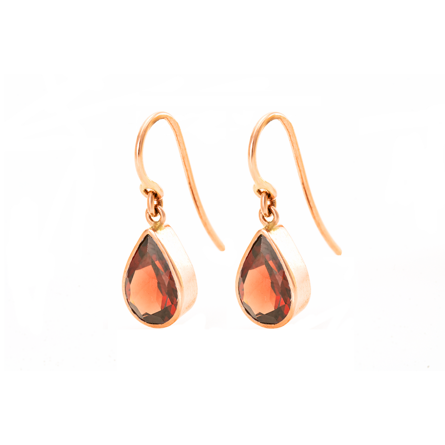 Rose Gold Garnet Shepherds Hook Earrings — view 3