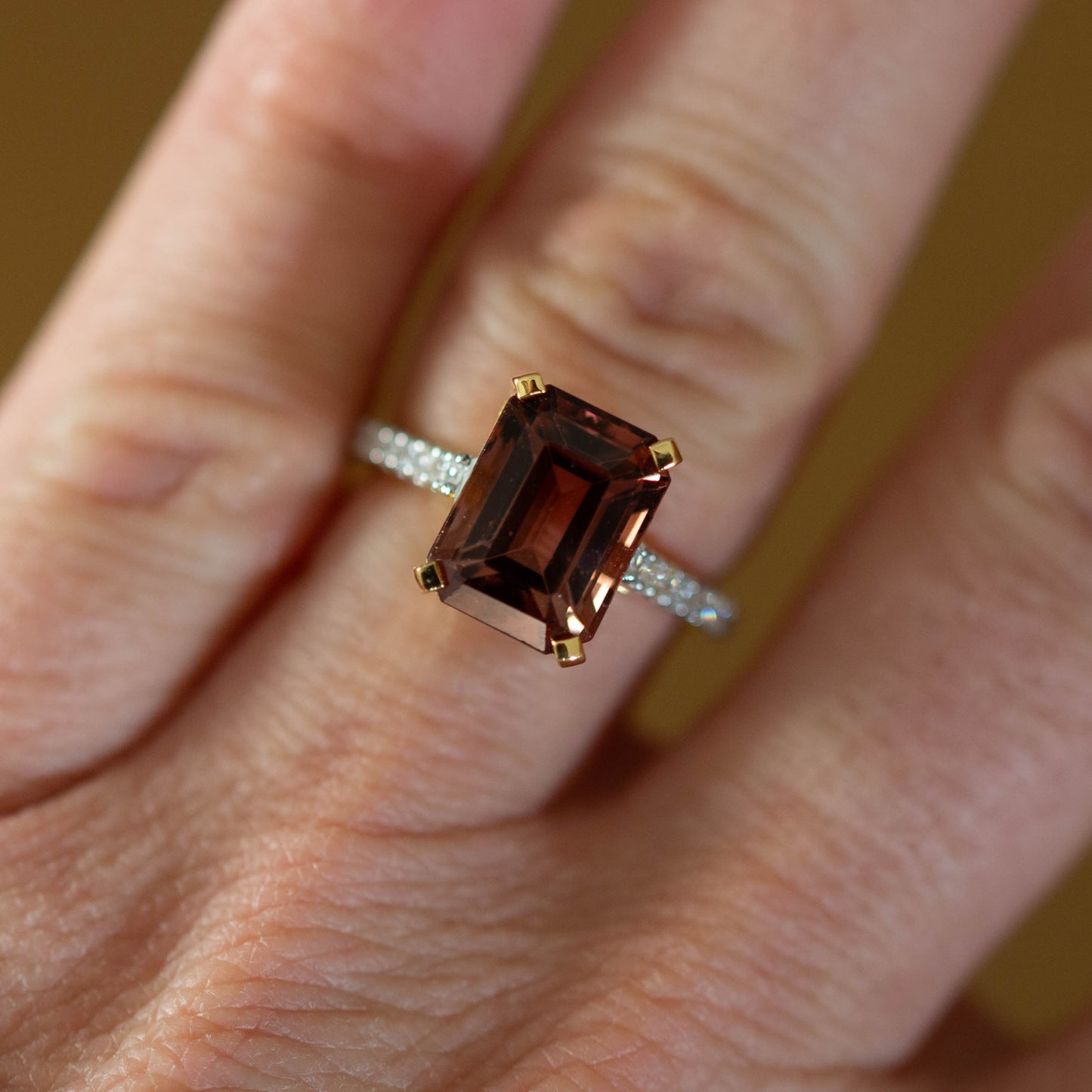 Pink Tourmaline and Diamond Dress Ring — view 7