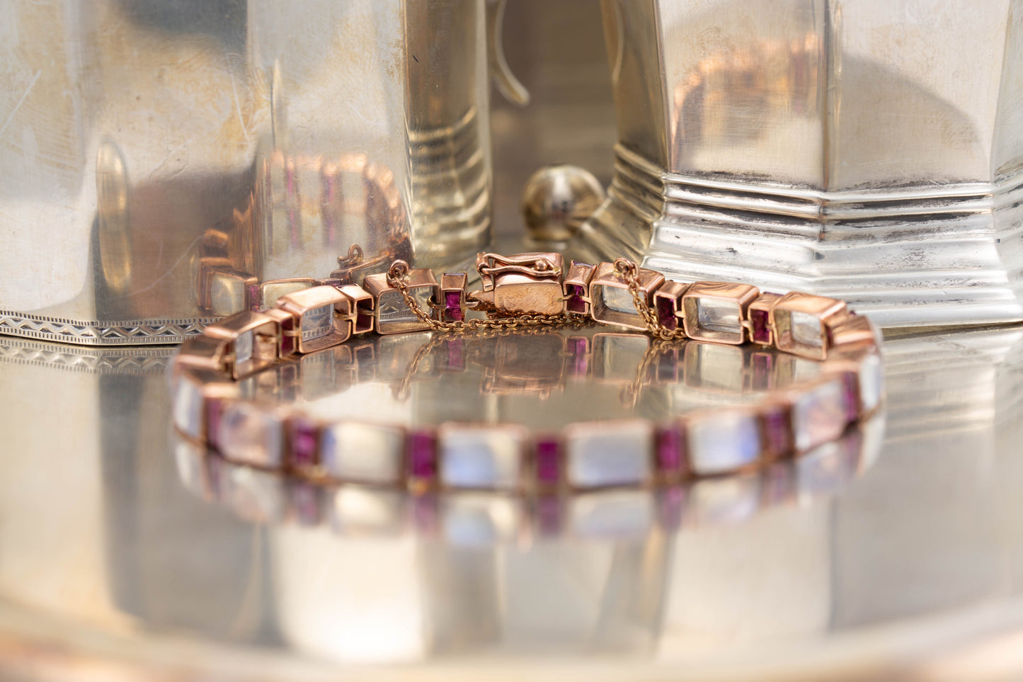 Moonstone and Ruby Bracelet — view 4