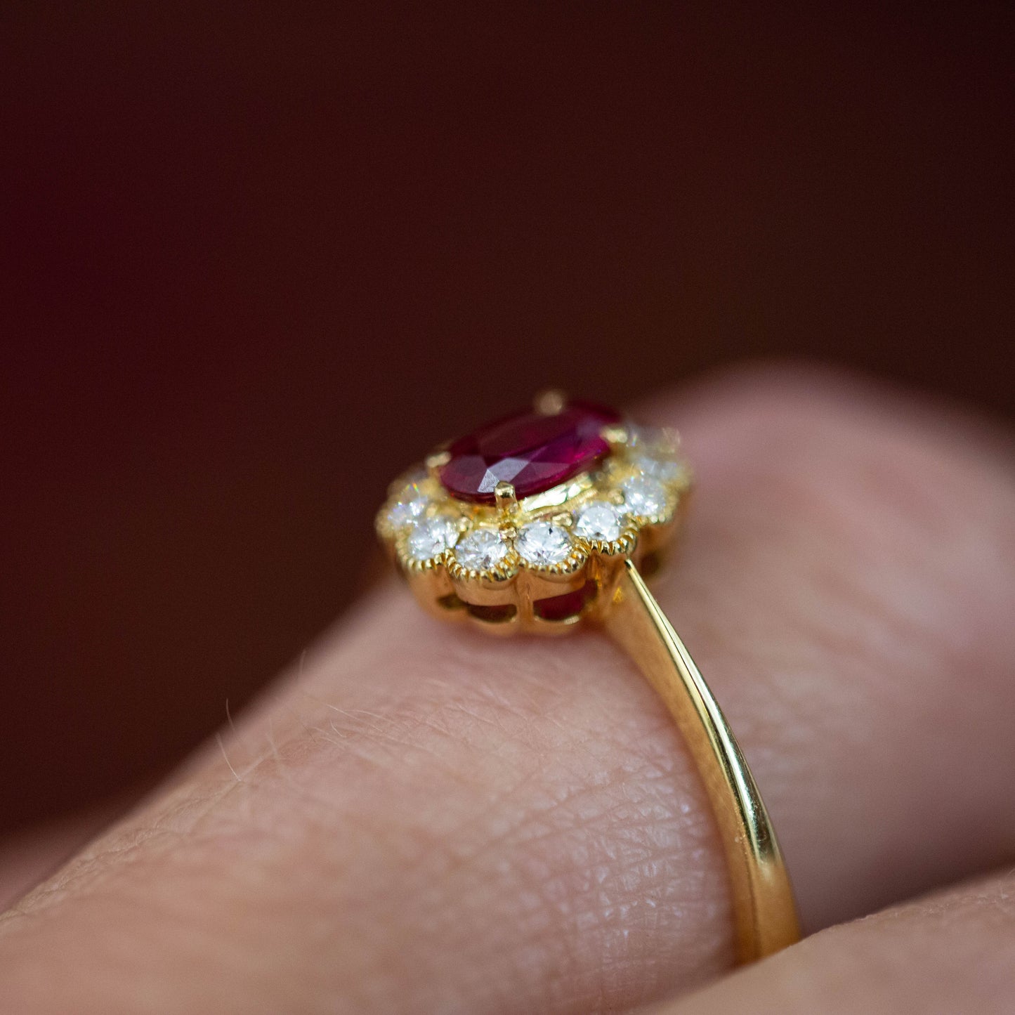 Ruby and Diamond Cluster Ring — view 3