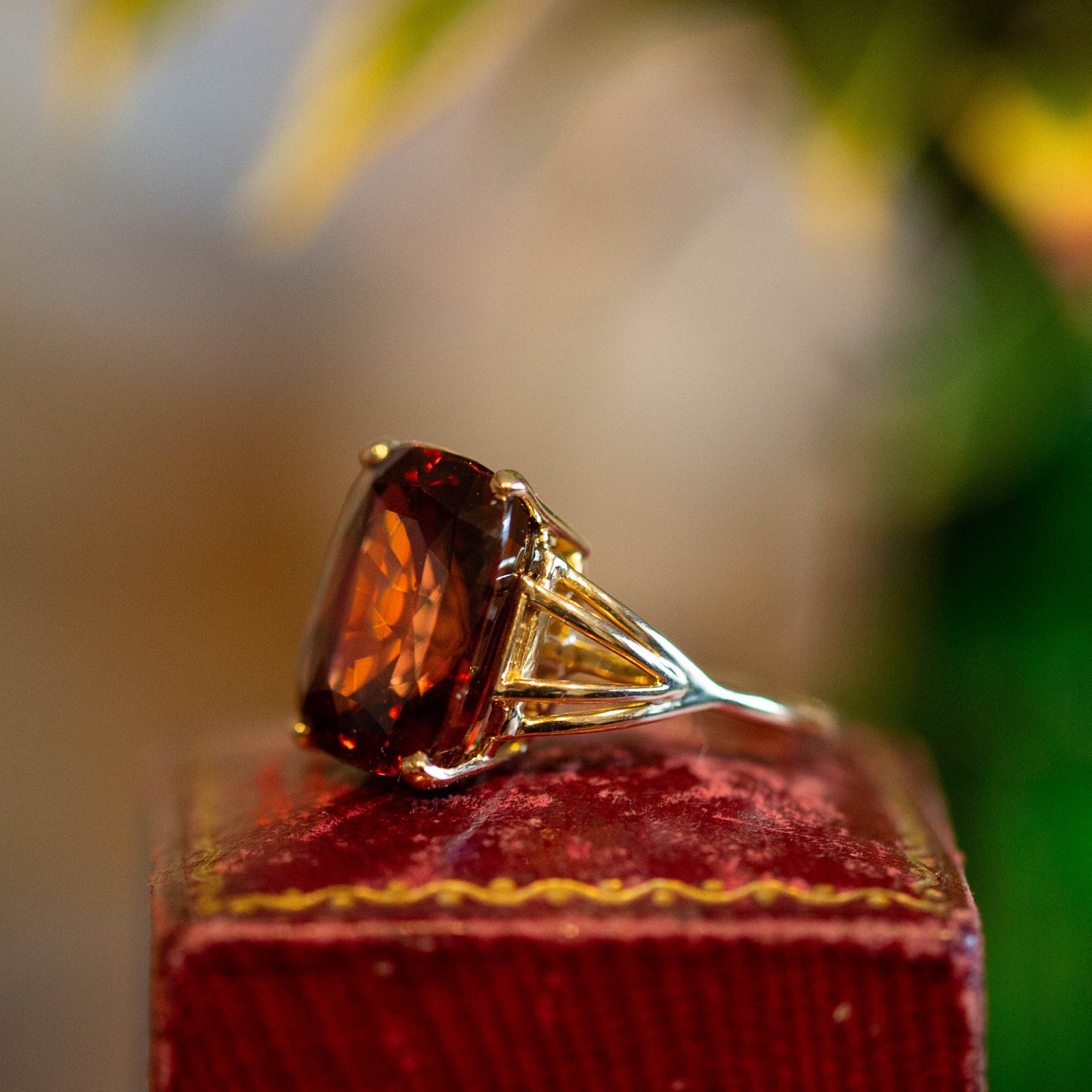 Orange Zircon Solitaire Ring — view 5