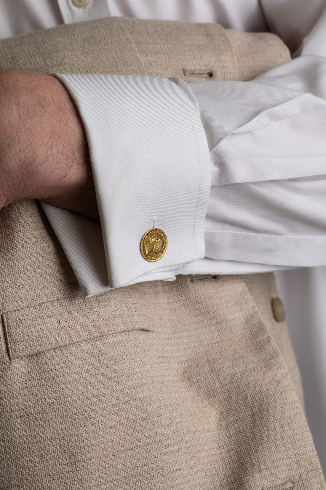 Half Pound Coin and Gold Bullet Cufflinks