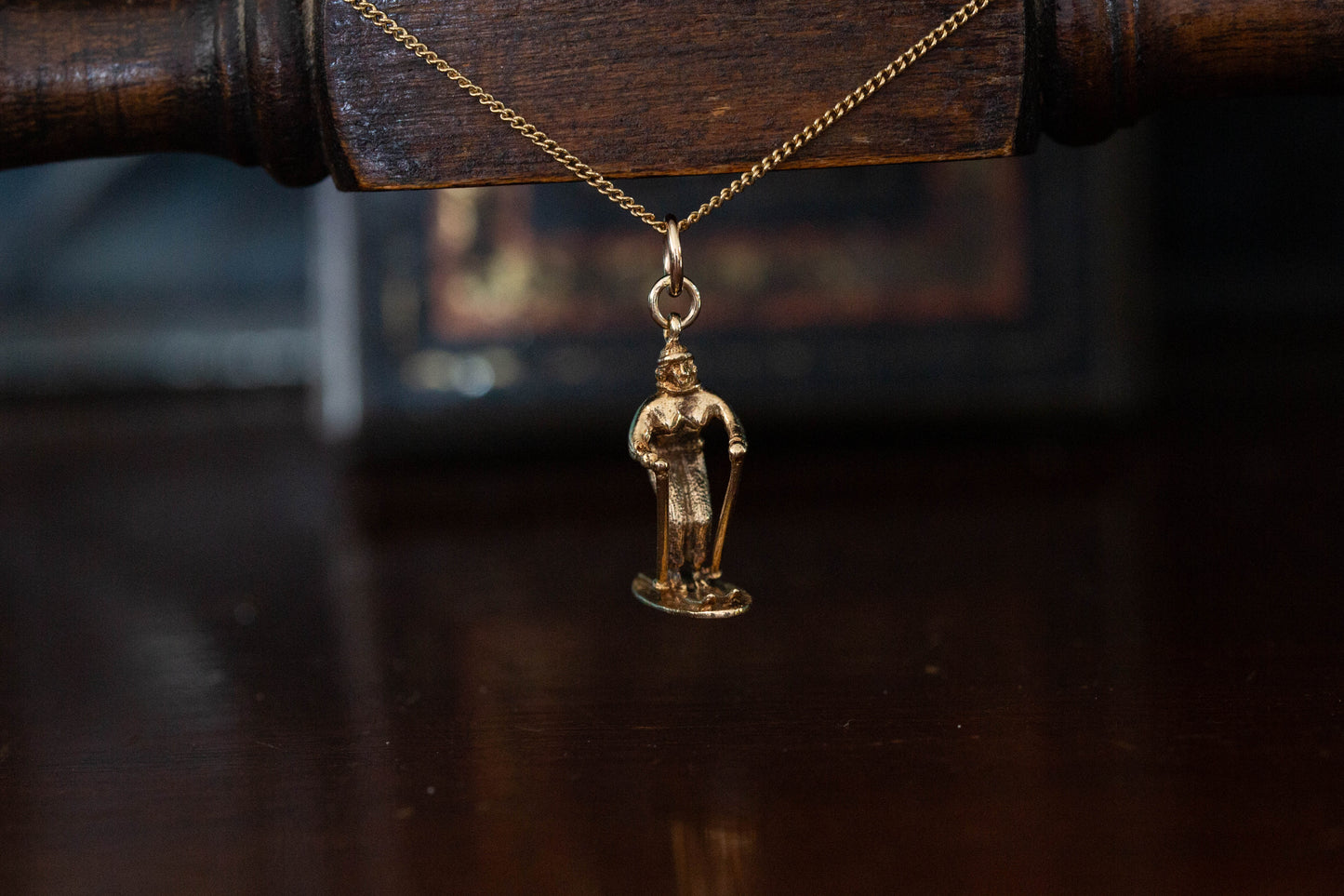 Gold Skier Pendant — view 2