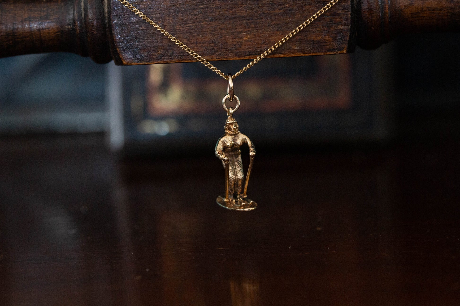 Gold Skier Pendant — view 2
