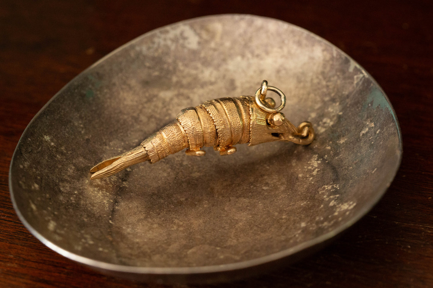 Gold Shrimp Pendant — view 2