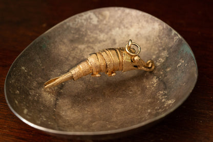 Gold Shrimp Pendant — view 2
