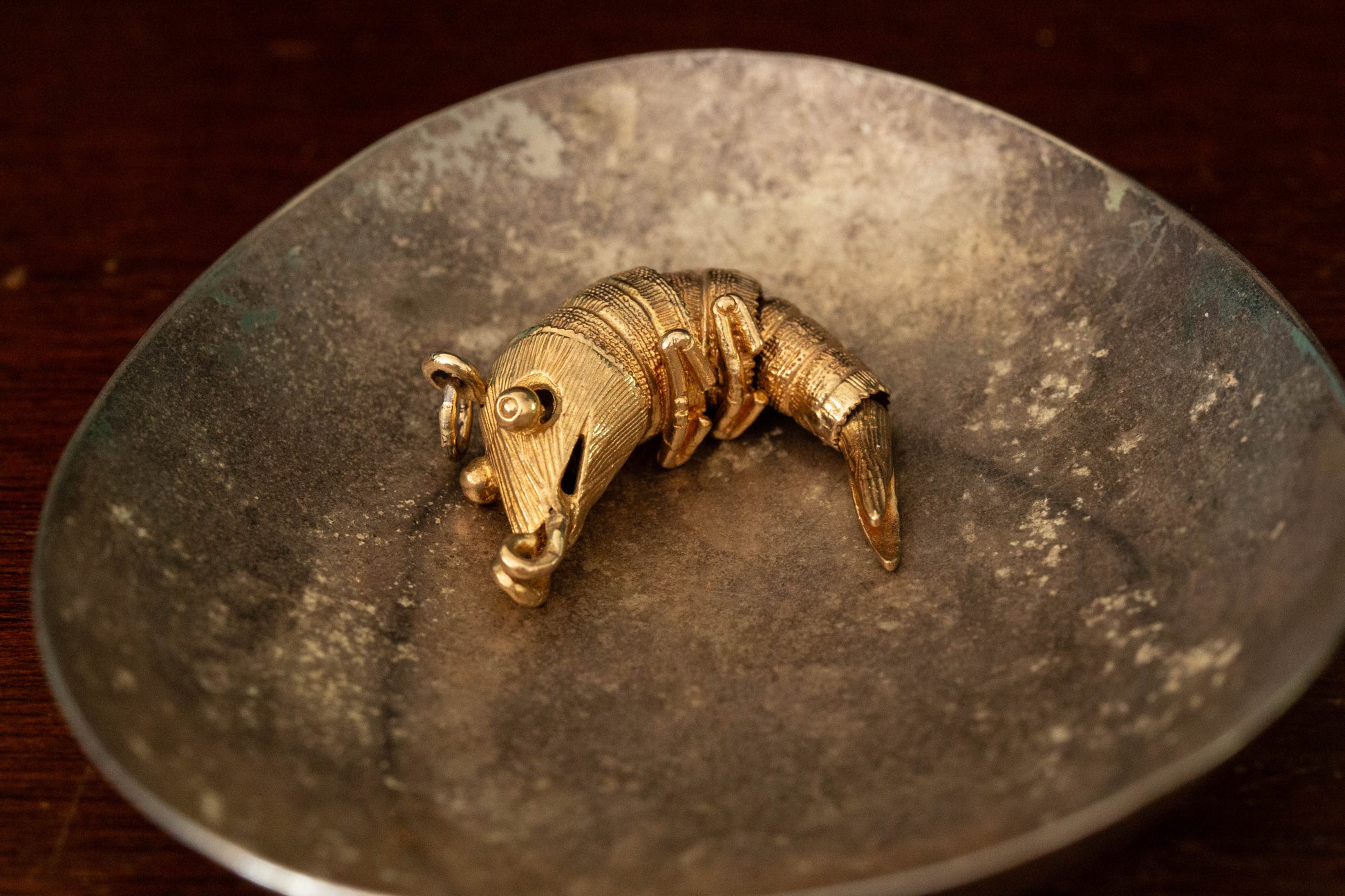 Gold Shrimp Pendant — view 5