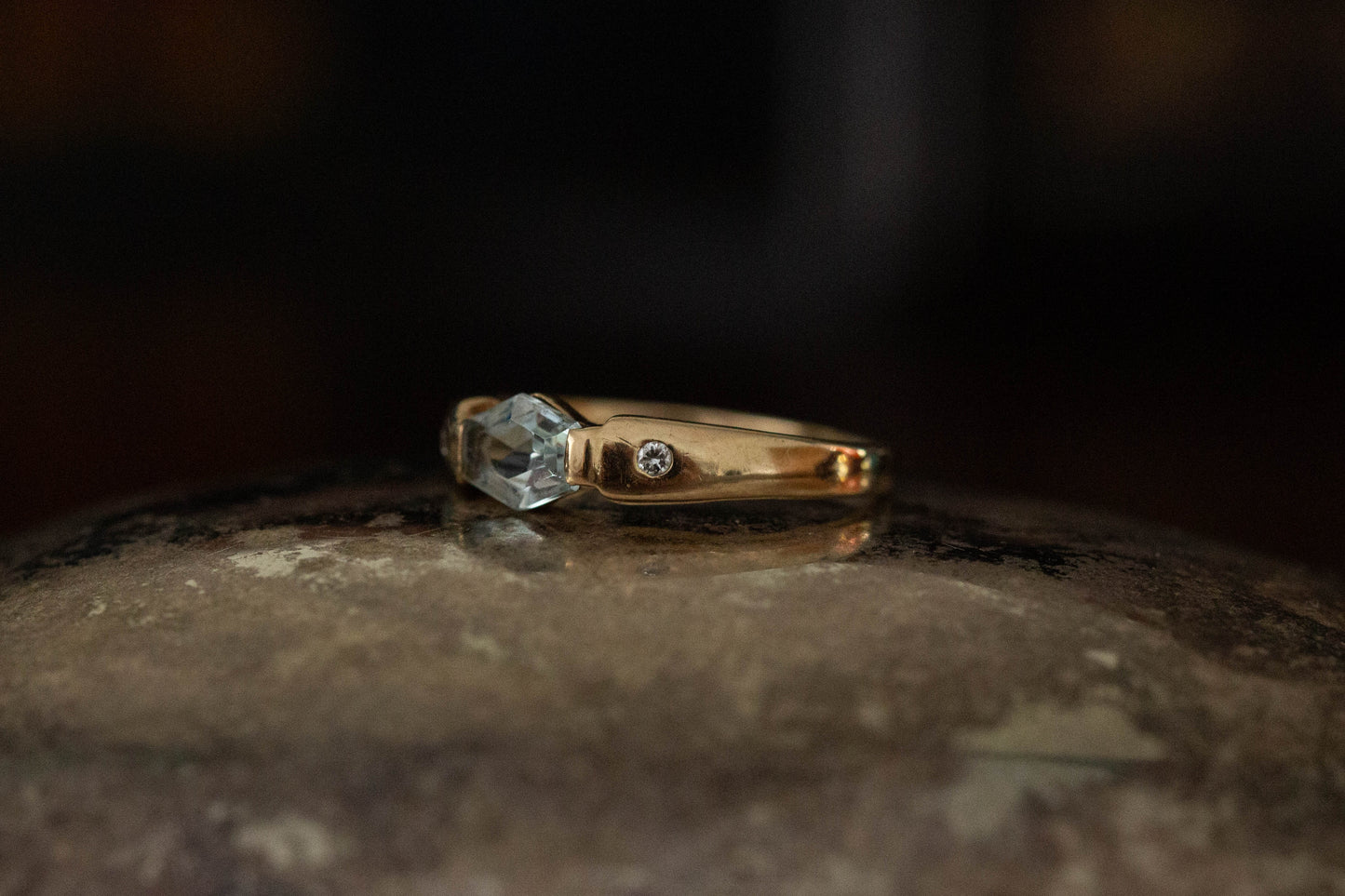 Aquamarine and Diamond Ring — view 2