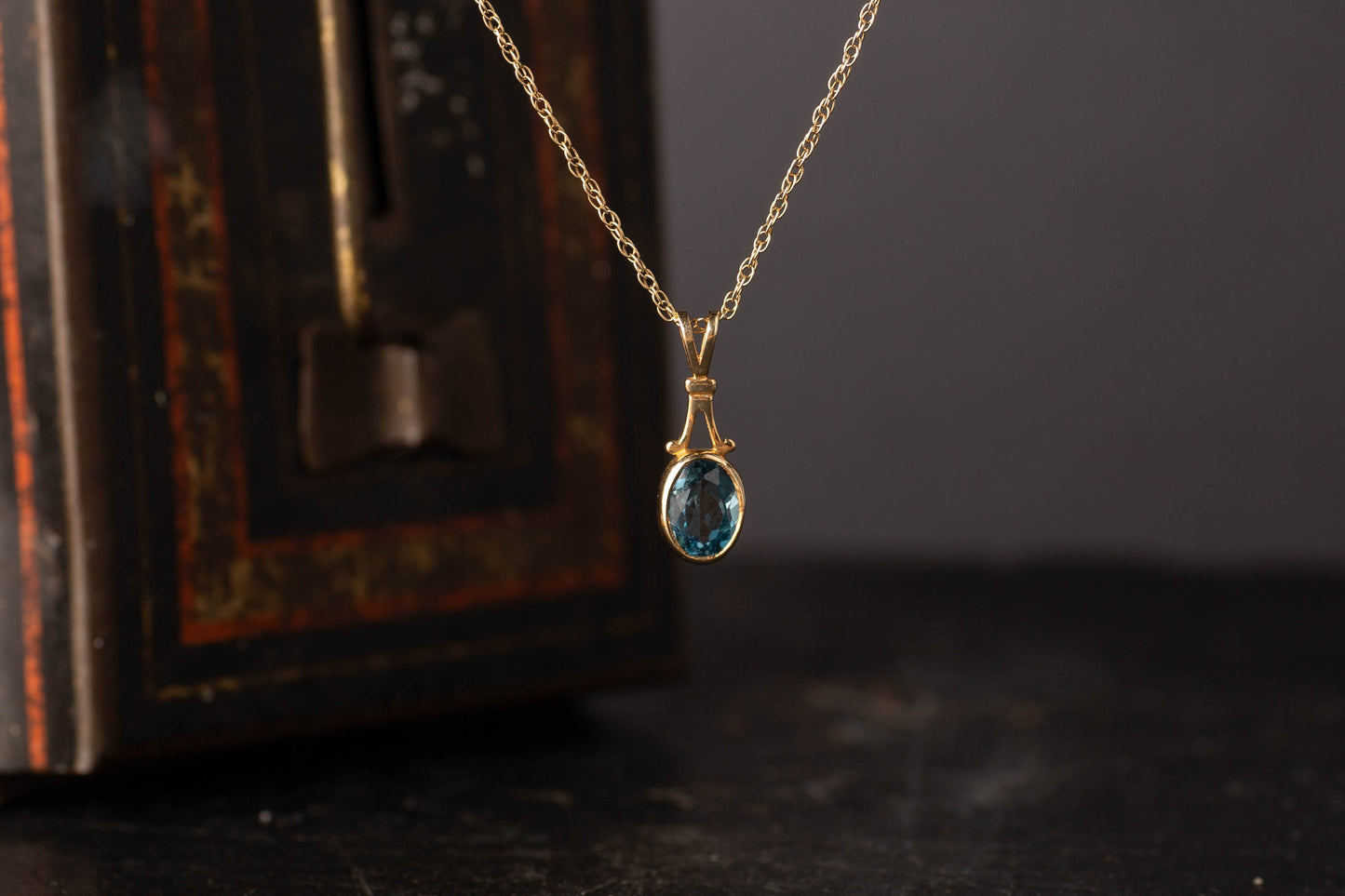 Oval Blue Topaz Pendant