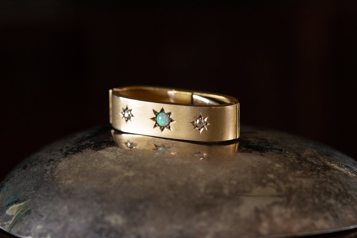 Edwardian Opal and Diamond Set Scarf Clip — view 3