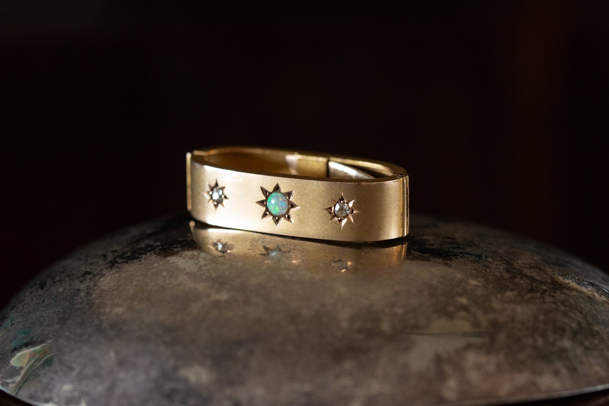 Edwardian Opal and Diamond Set Scarf Clip — view 3