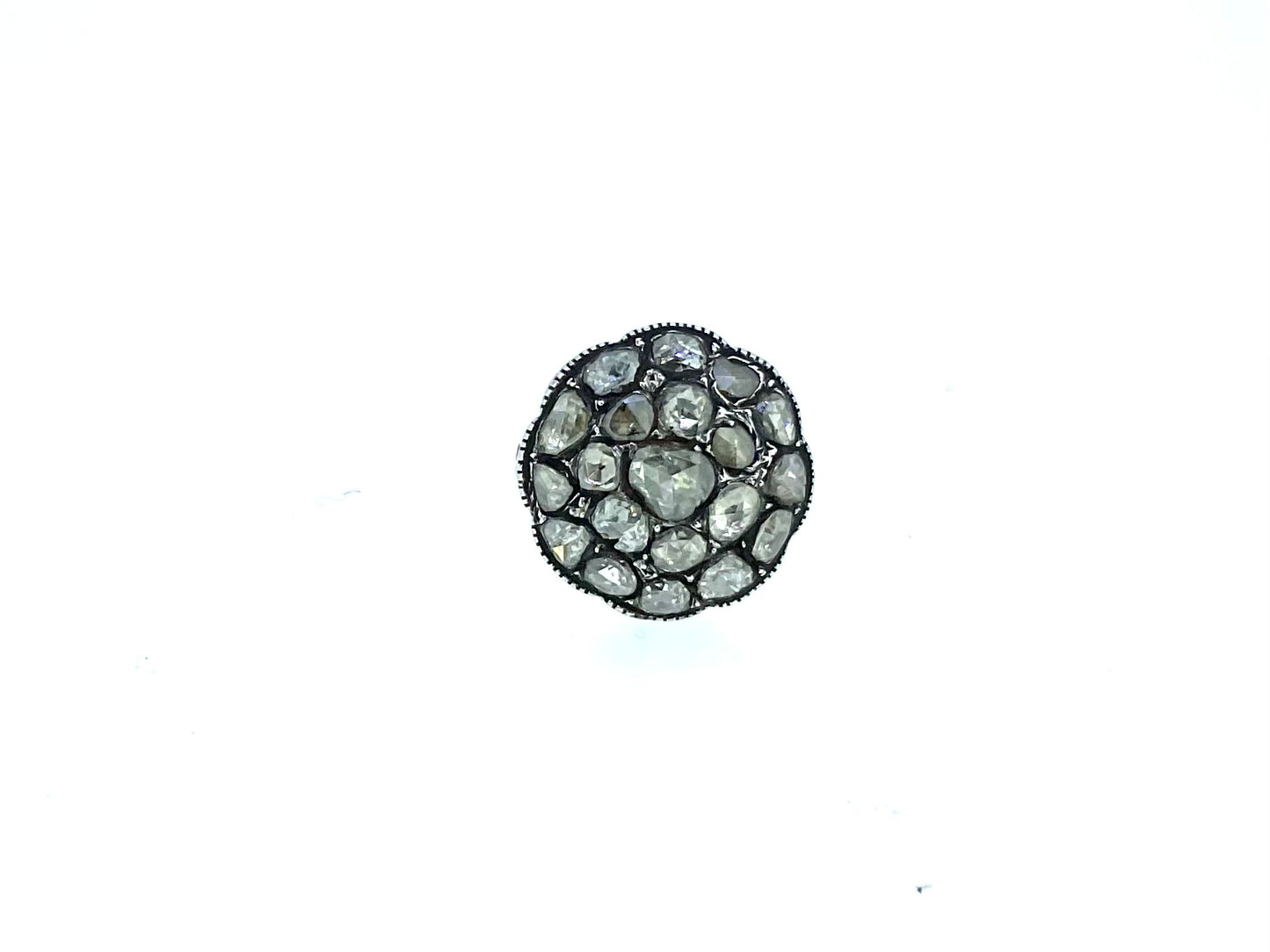 Large Circular Rose Cut Diamond Cluster Ring — view 5