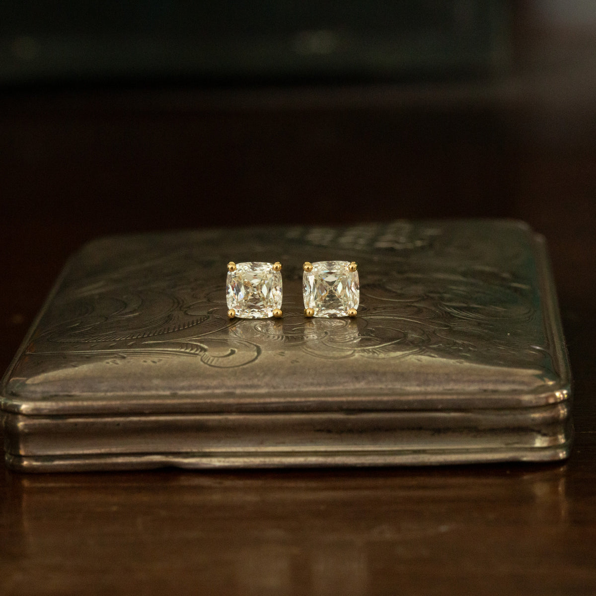 Cushion Cut Diamond Stud Earrings