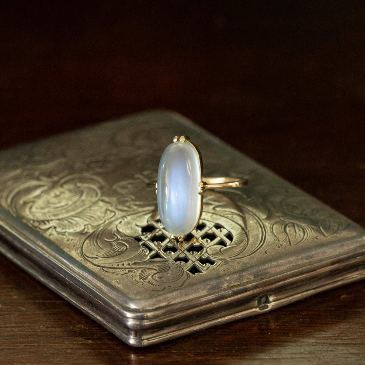 Large Moonstone Solitaire Ring