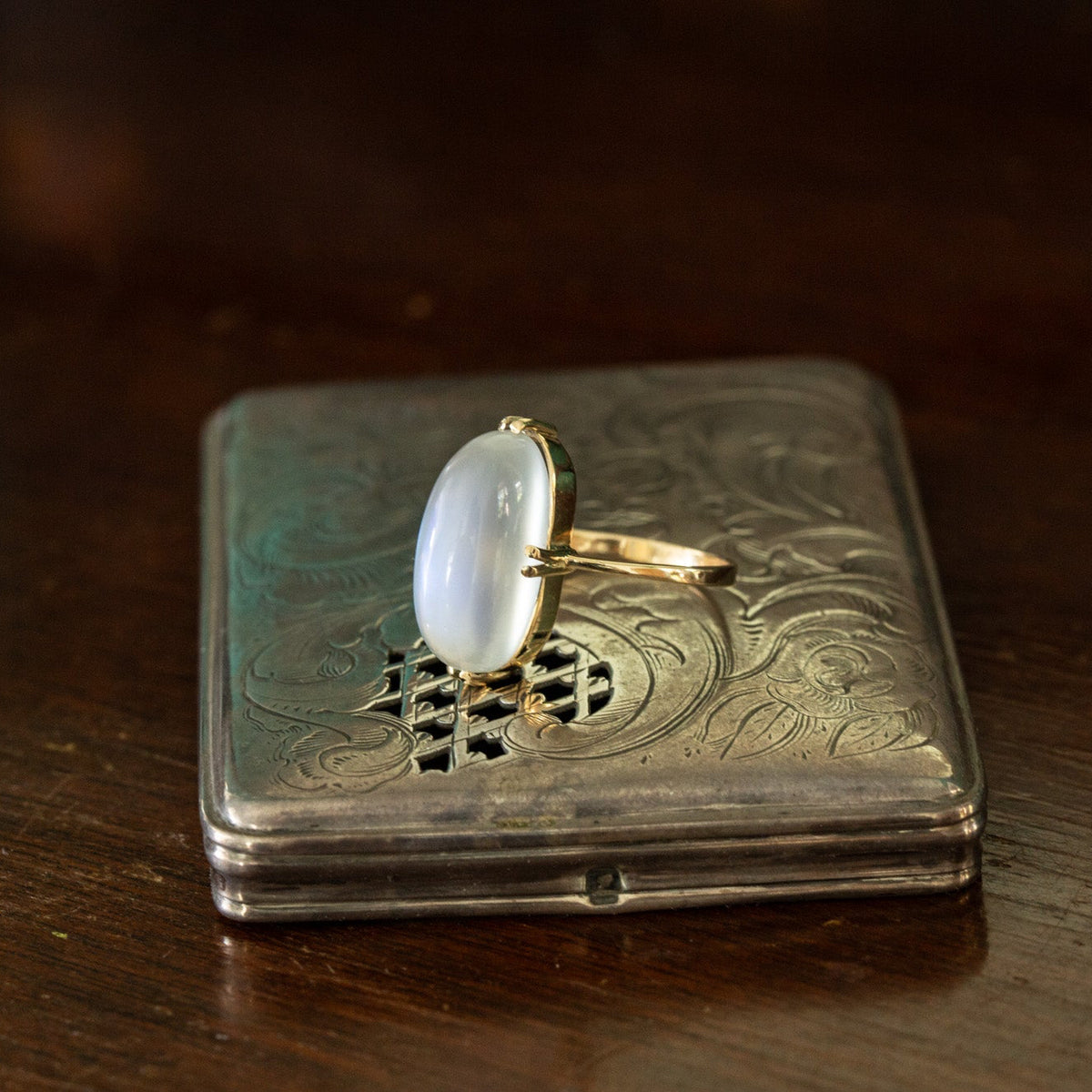 Large Moonstone Solitaire Ring