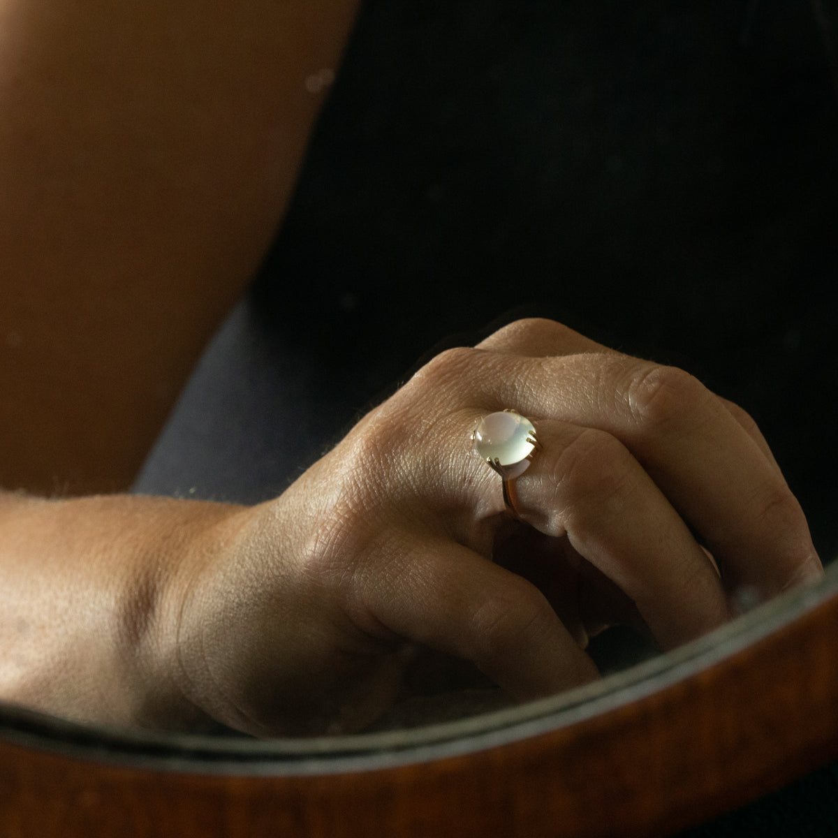 Large Moonstone Solitaire Ring