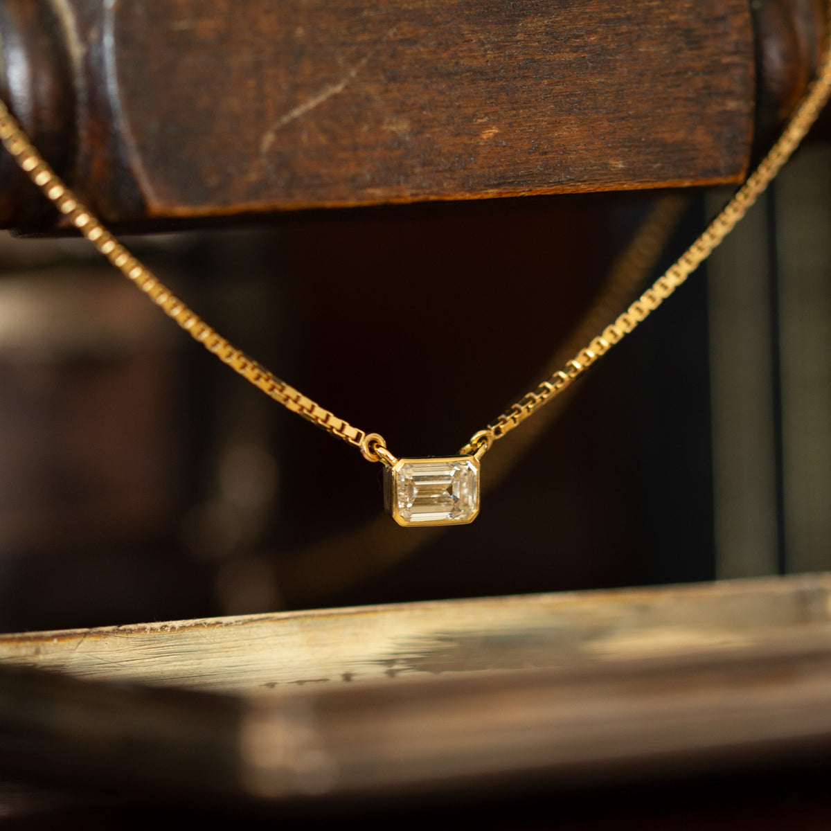 Emerald Cut Diamond Solitaire Pendant
