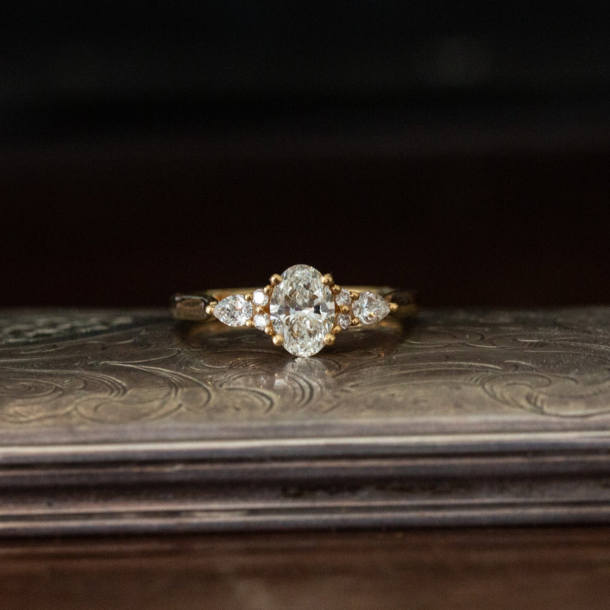 Oval Diamond Solitaire with Diamond Shoulders