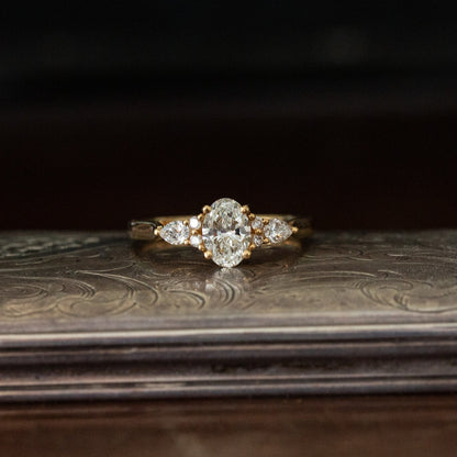 Oval Diamond Solitaire with Diamond Shoulders