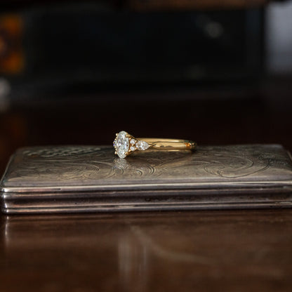 Oval Diamond Solitaire with Diamond Shoulders
