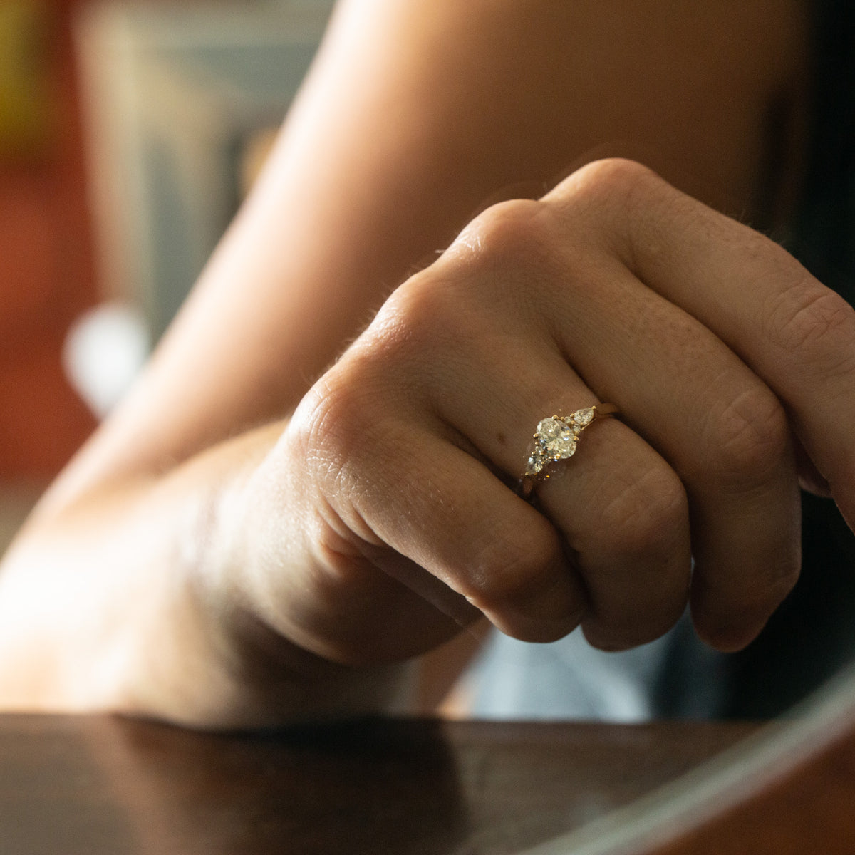 Oval Diamond Solitaire with Diamond Shoulders