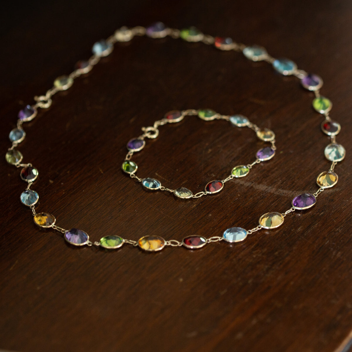 Multi-stone Necklace and Bracelet