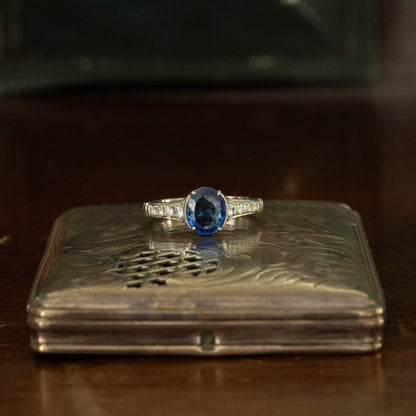 Blue Sapphire and Diamond Ring