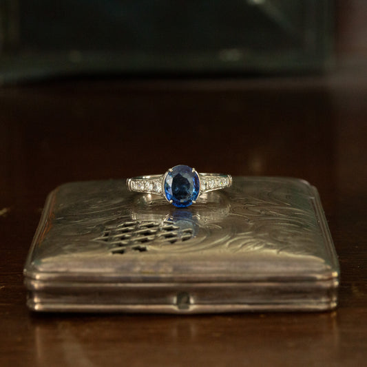 Blue Sapphire and Diamond Ring