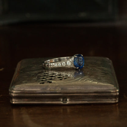 Blue Sapphire and Diamond Ring