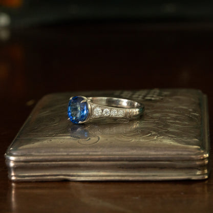 Blue Sapphire and Diamond Ring