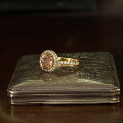 Orange Sapphire and Diamond Ring
