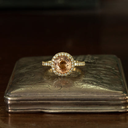 Orange Sapphire and Diamond Ring