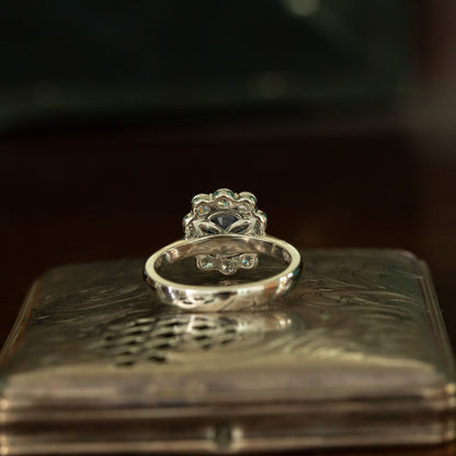 Sapphire and Diamond Cluster Ring