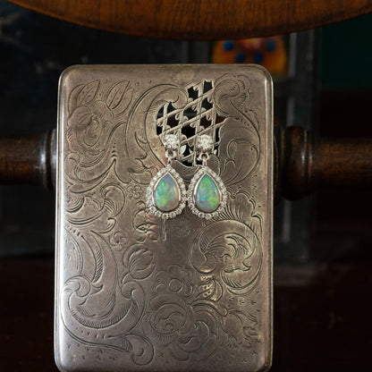 Teardrop Opal and Diamond Earrings