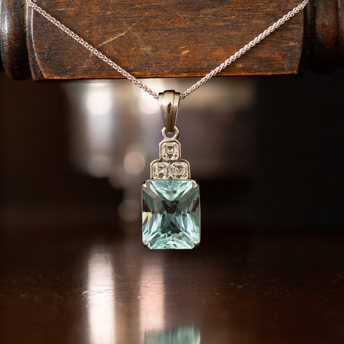 Aquamarine and Diamond Pendant
